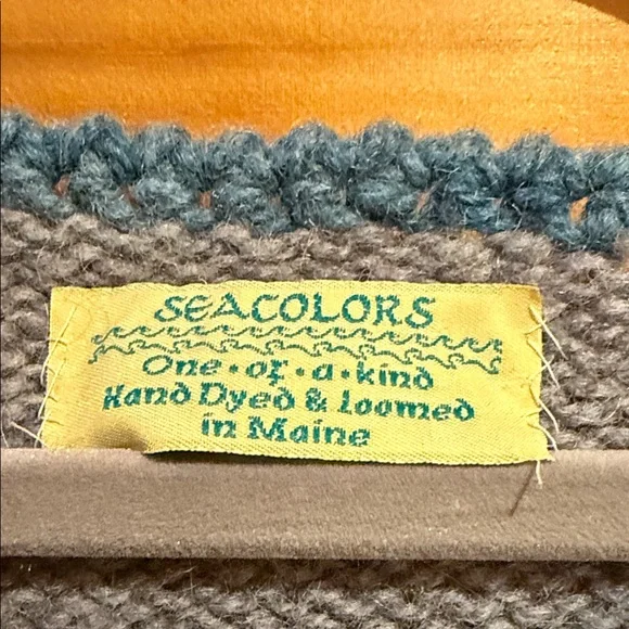 Seacolors One of a Kind Two-Tone Knit Cardigan. Hand Dyed & Loomed in Maine, - Picture 3 of 11